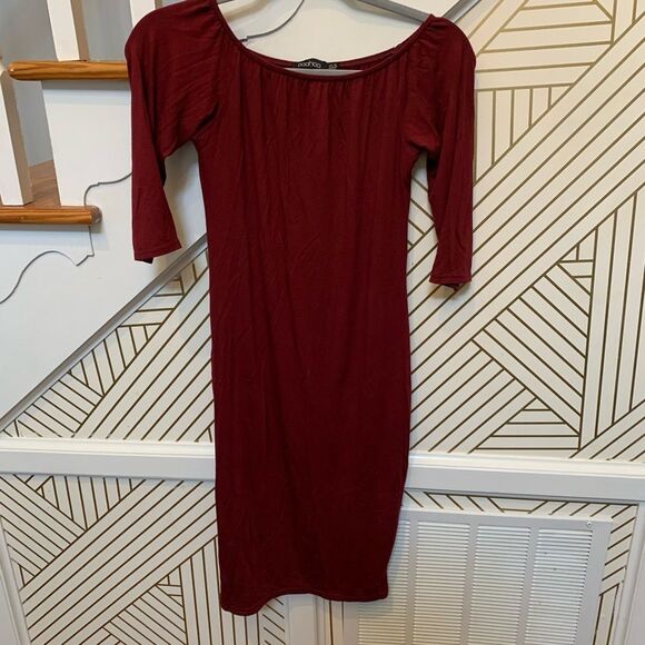 Tall Alice Jersey Basic Off The Shoulder Mini Dres - Picture 2 of 6